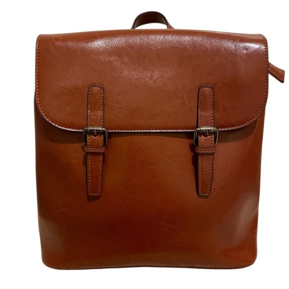 Keepblance Brown Leather Backpack - Picture 1 of 9